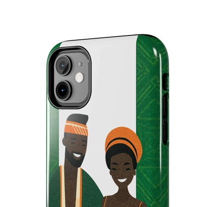 Tough Phone Case — Afrocentric Nigerian Couple Illustration, Protective Hard-Shell Phone Cover - DiwaKi