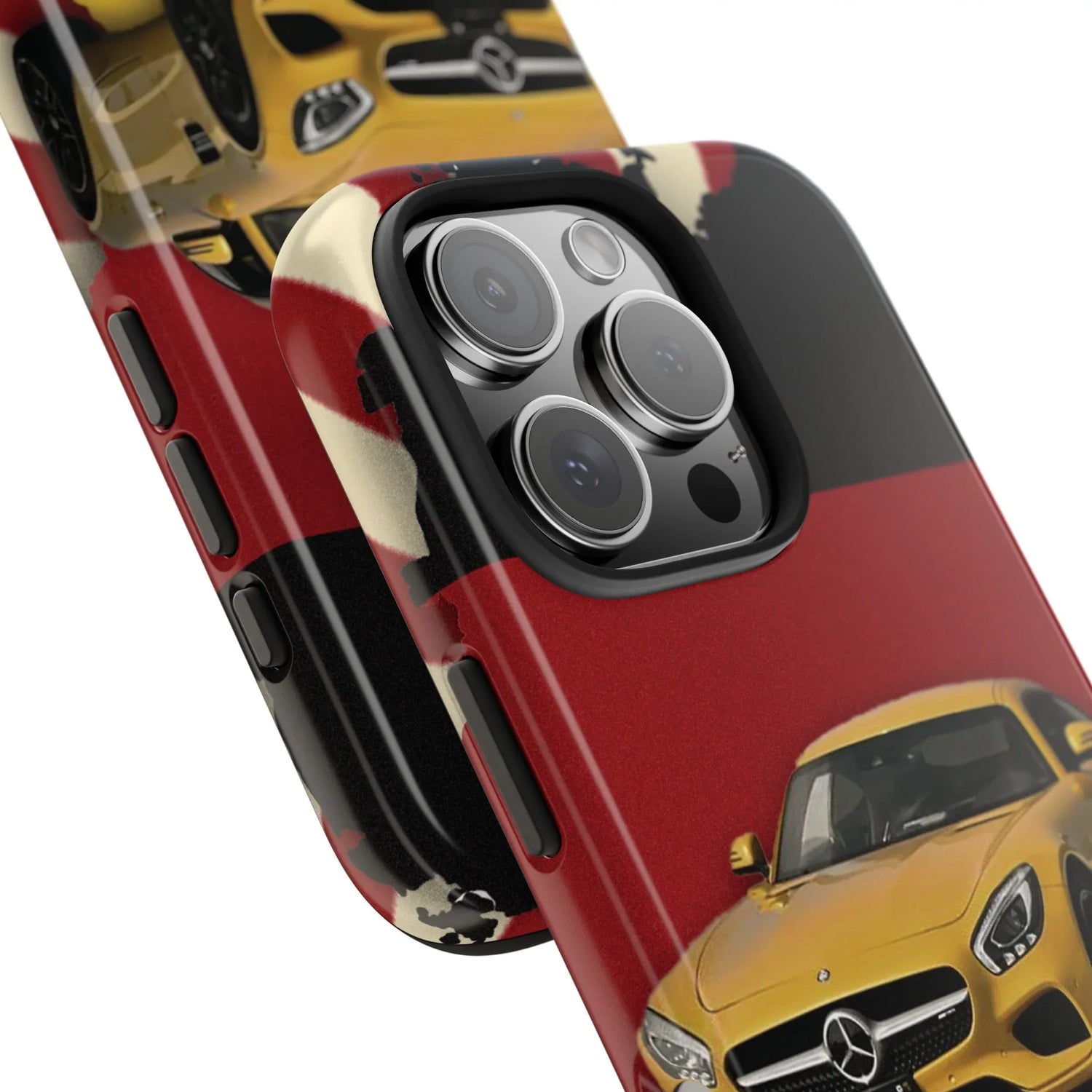 Mercedes Sports Car Tough Phone Case — Yellow GT on Red &amp; Black Background - DiwaKi