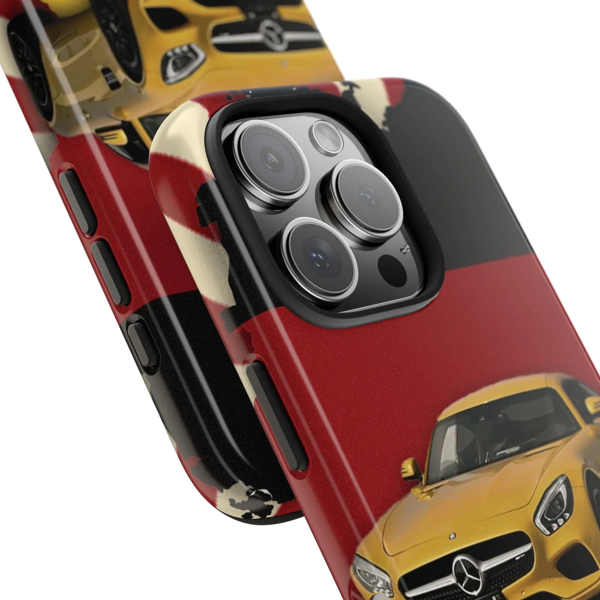 Mercedes Sports Car Tough Phone Case — Yellow GT on Red &amp; Black Background - DiwaKi
