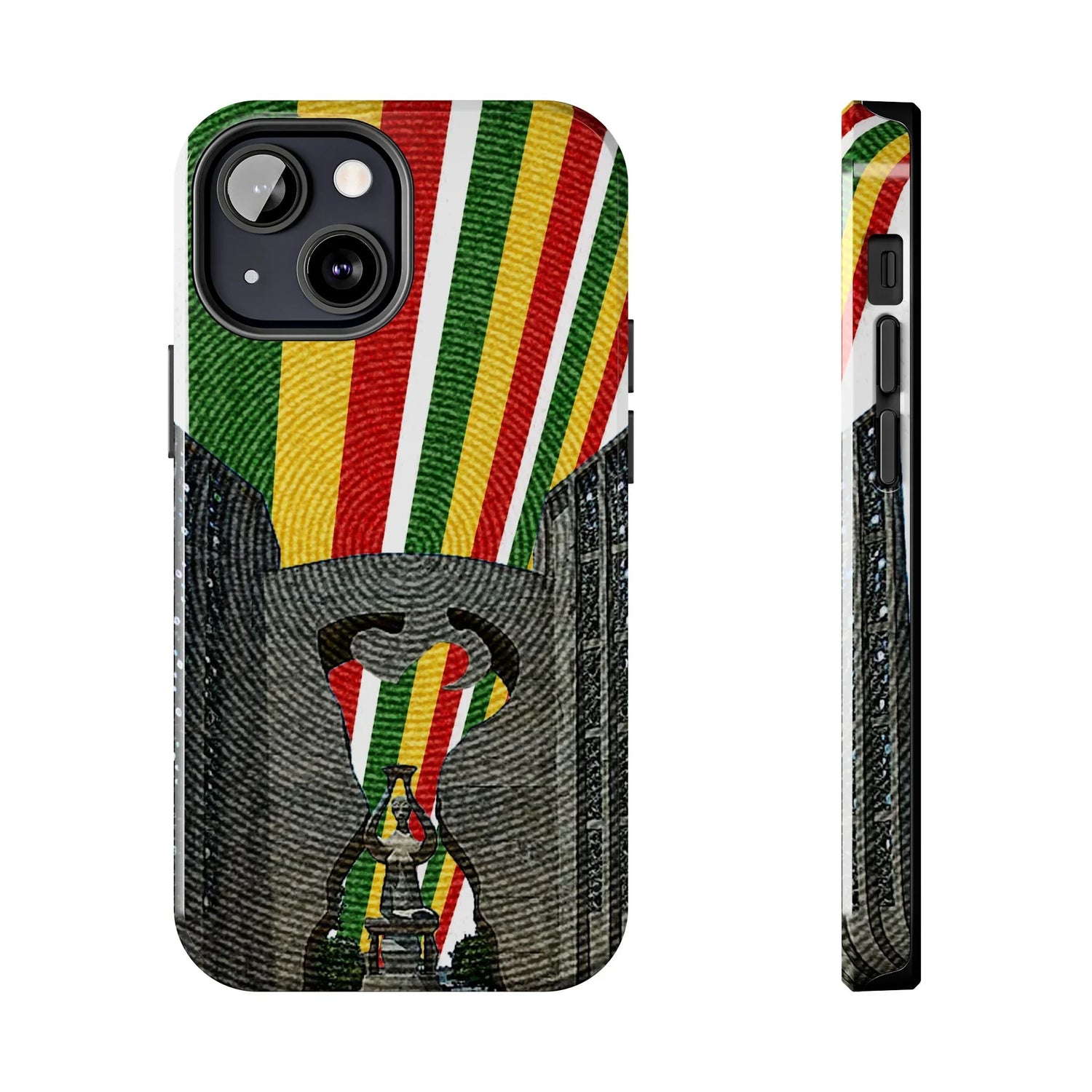 Togo Tough Phone Case — Durable Denim Look with Red Yellow Green Design - DiwaKi