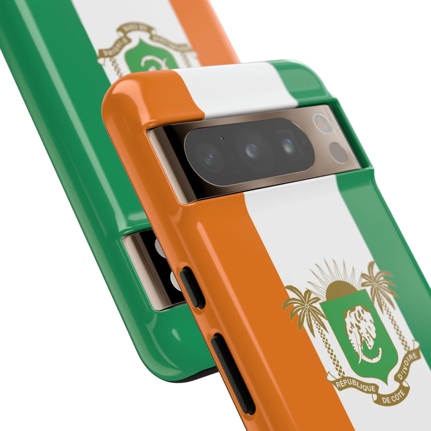 Ivory Coast Flag Tough Phone Case — Orange White Green Shield Crest - DiwaKi