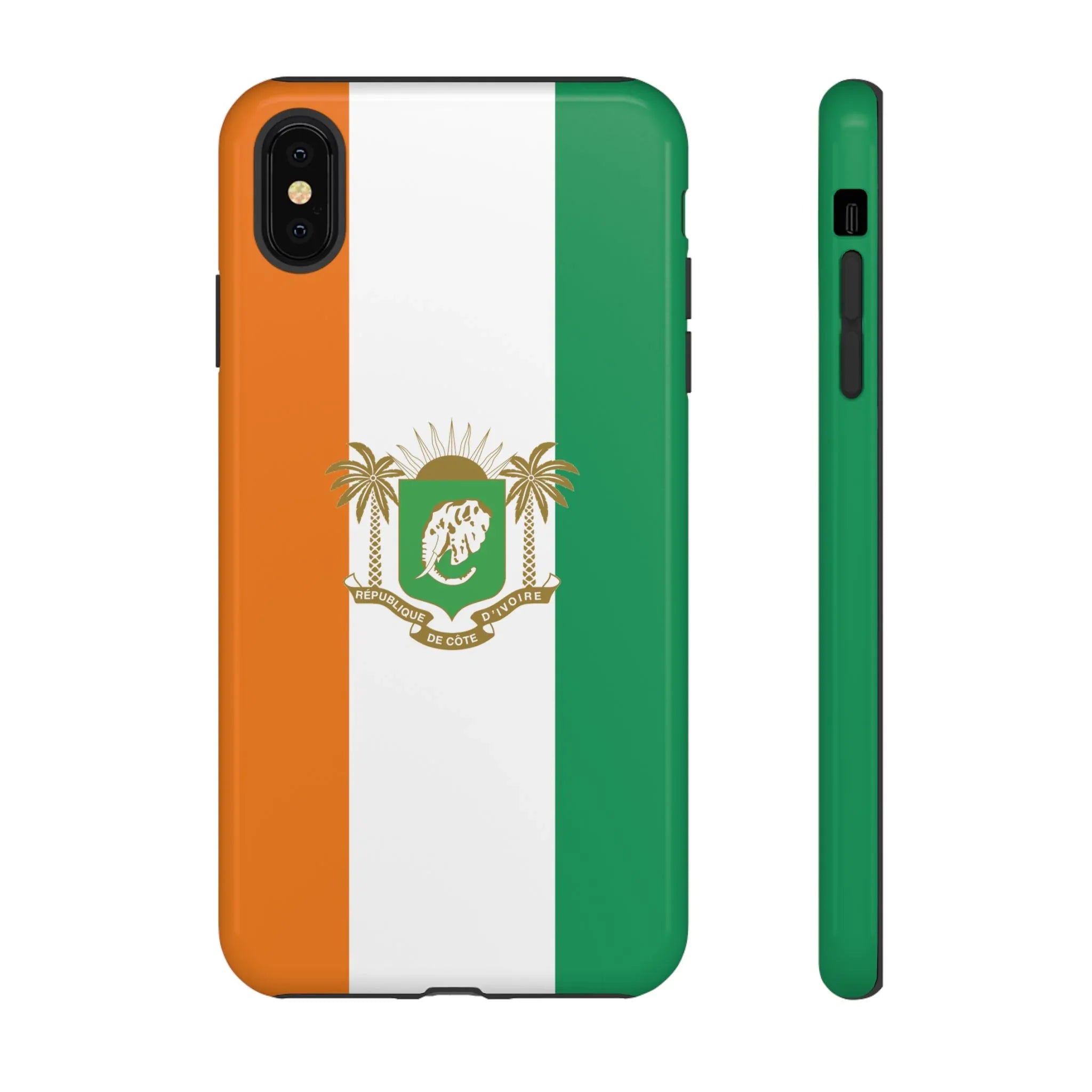 Ivory Coast Flag Tough Phone Case — Orange White Green Shield Crest - DiwaKi