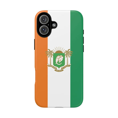 Ivory Coast Flag Tough Phone Case — Orange White Green Shield Crest - DiwaKi