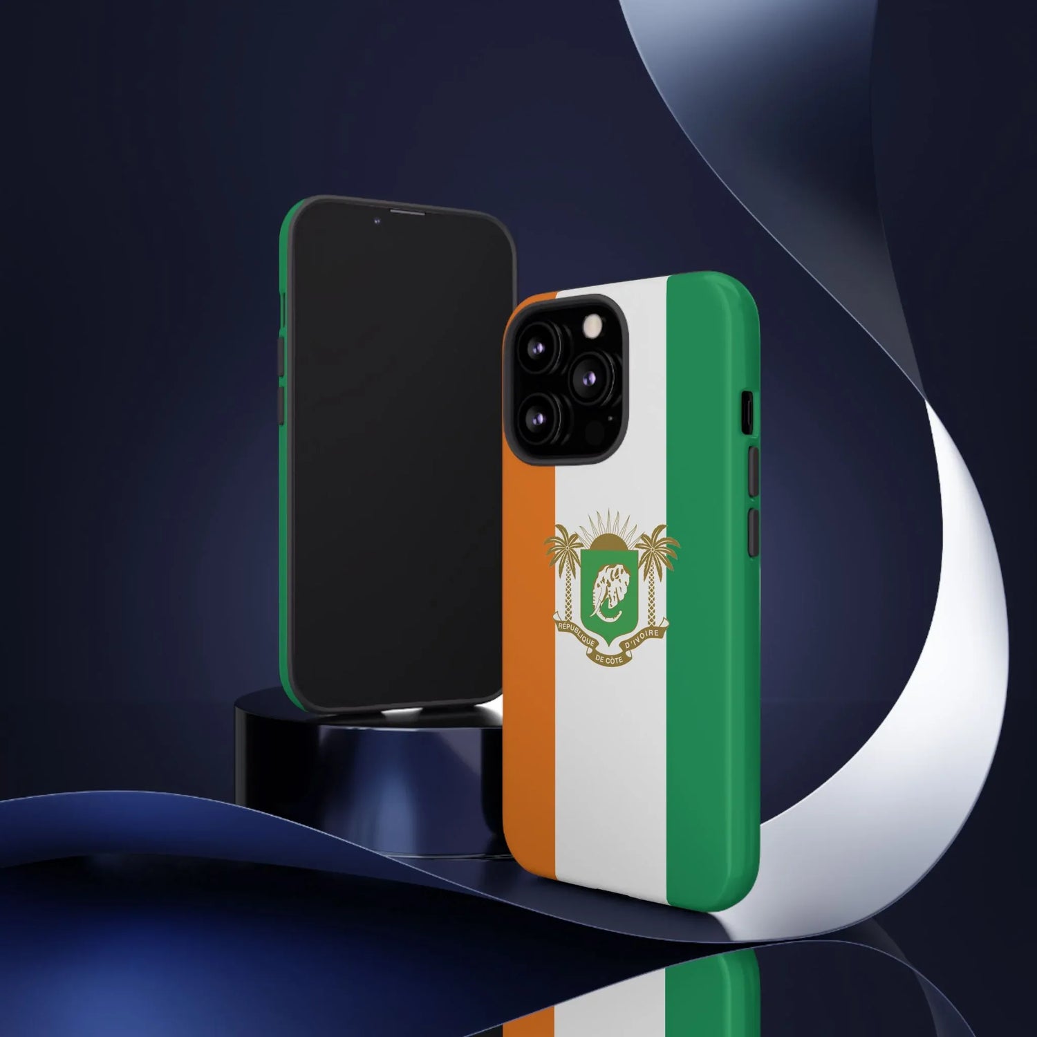 Ivory Coast Flag Tough Phone Case — Orange White Green Shield Crest - DiwaKi