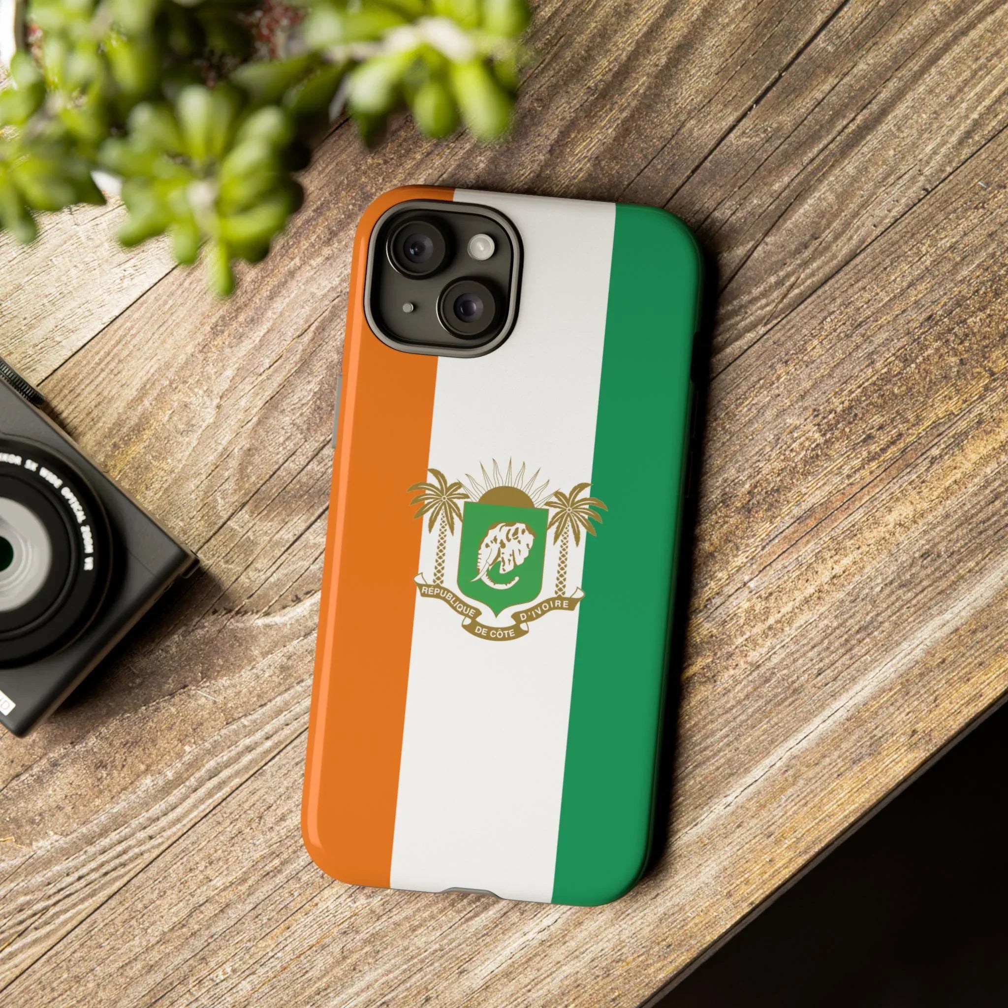 Ivory Coast Flag Tough Phone Case — Orange White Green Shield Crest - DiwaKi