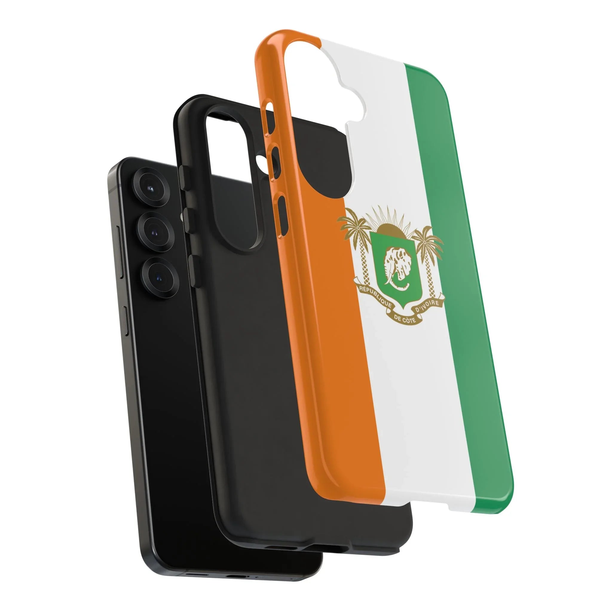 Ivory Coast Flag Tough Phone Case — Orange White Green Shield Crest - DiwaKi