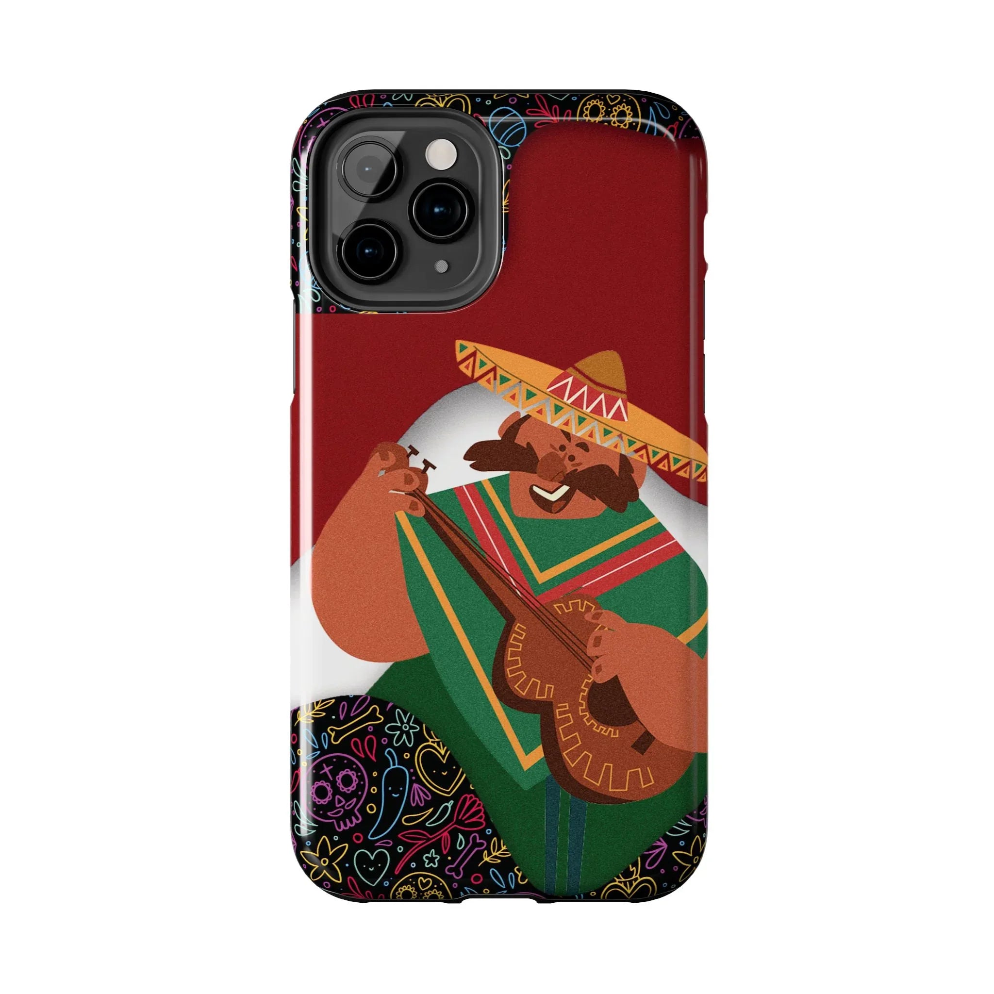 Mexico Mariachi Guitarist Tough Phone Case — Colorful Mexican Folk Art iPhone Cover - DiwaKi
