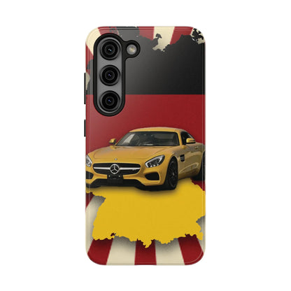 Mercedes Sports Car Tough Phone Case — Yellow GT on Red &amp; Black Background - DiwaKi