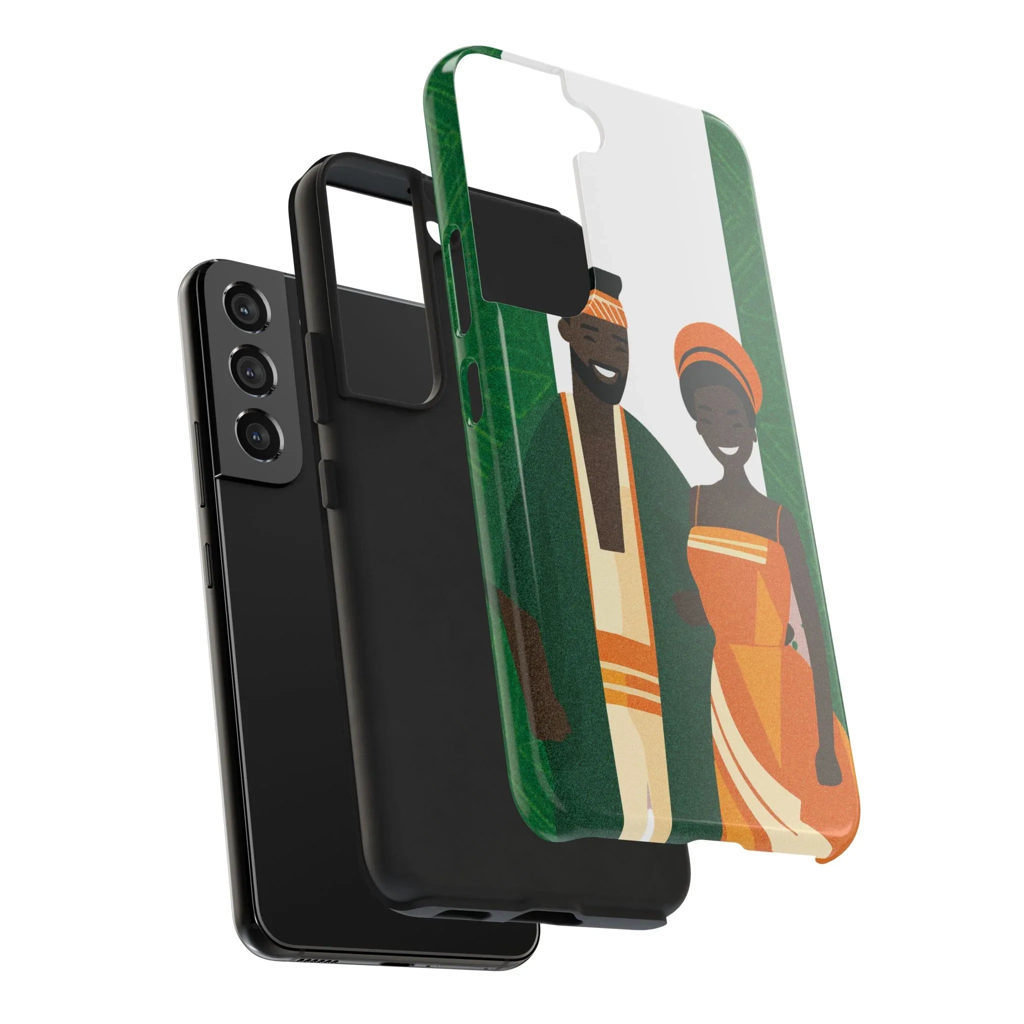 Tough Phone Case — Afrocentric Nigerian Couple Illustration, Protective Hard-Shell Phone Cover - DiwaKi
