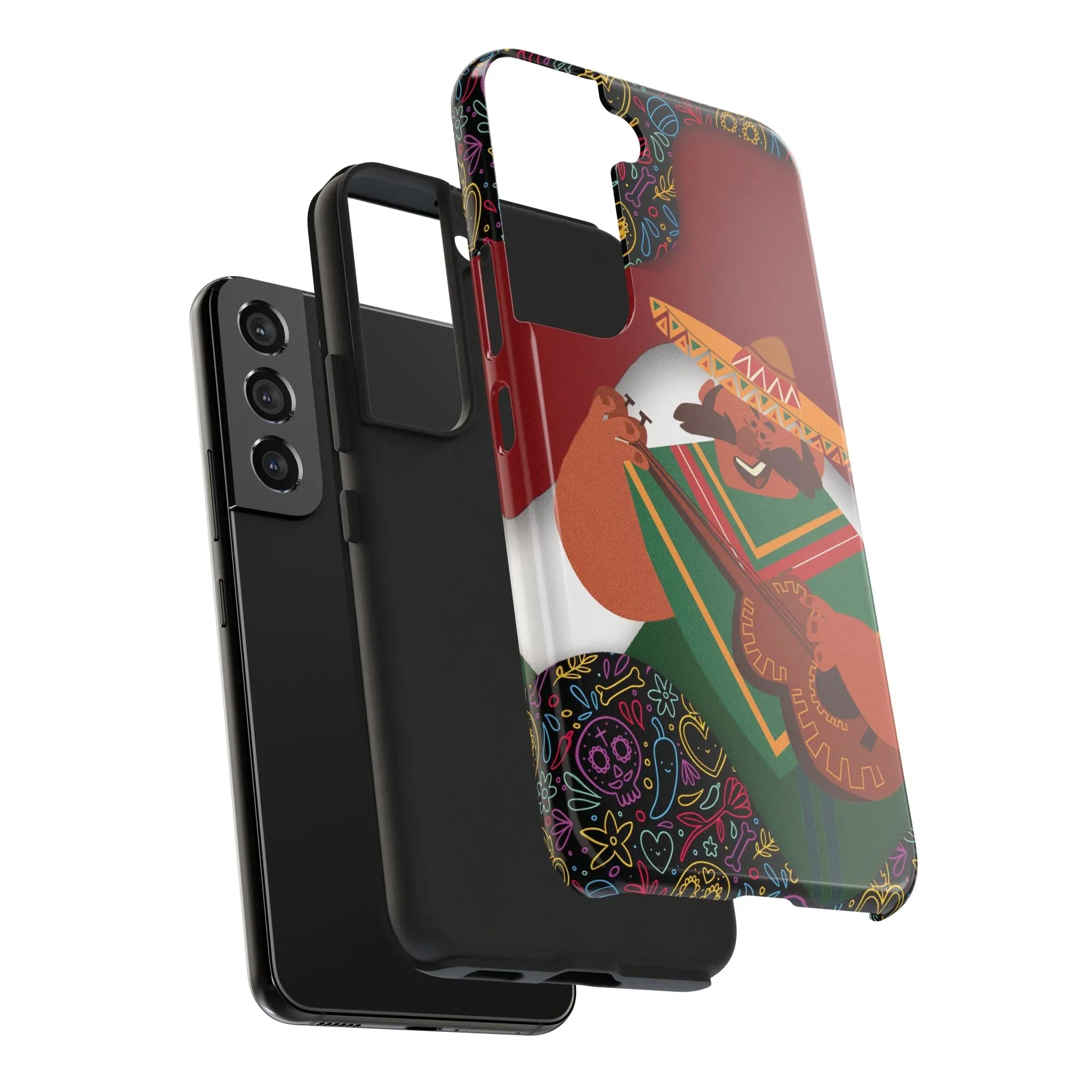 Mexico Mariachi Guitarist Tough Phone Case — Colorful Mexican Folk Art iPhone Cover - DiwaKi