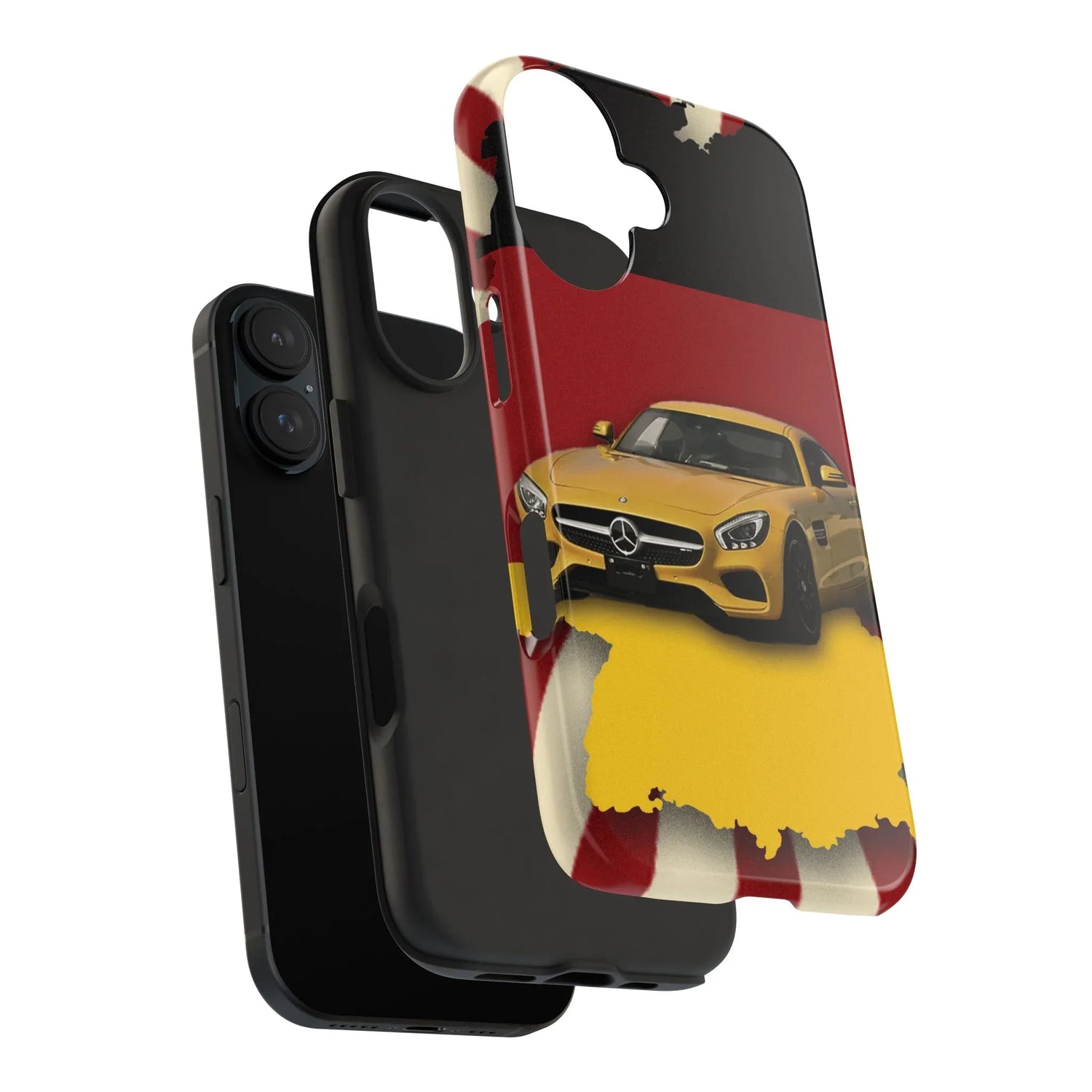Mercedes Sports Car Tough Phone Case — Yellow GT on Red &amp; Black Background - DiwaKi
