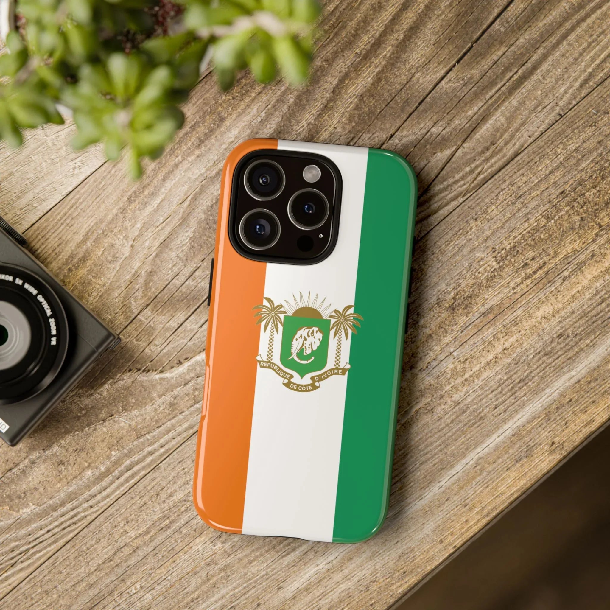 Ivory Coast Flag Tough Phone Case — Orange White Green Shield Crest - DiwaKi