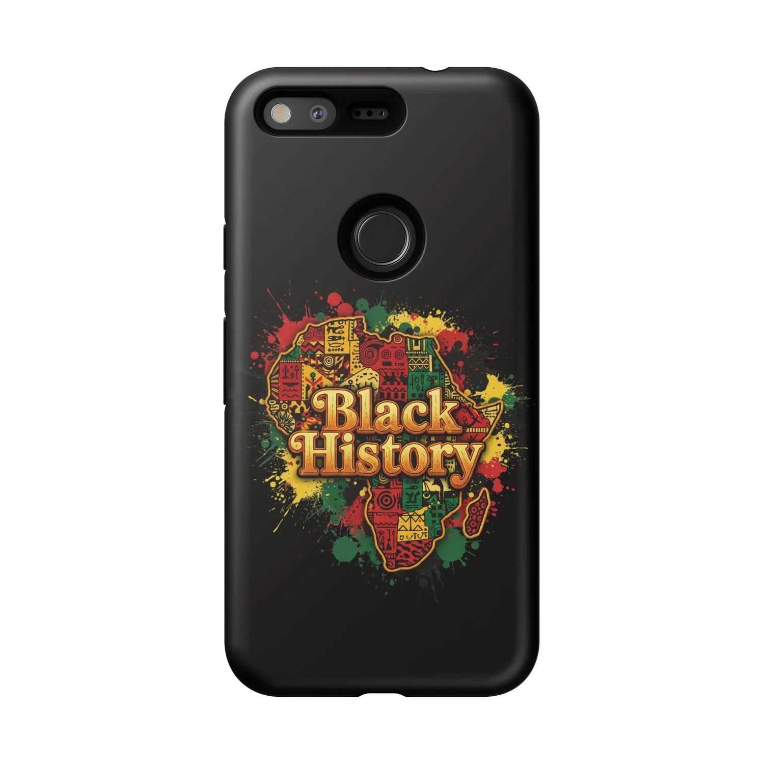 Black History Phone Case — Afrocentric Map Design, Bold Red‑Green‑Gold Splash - DiwaKi