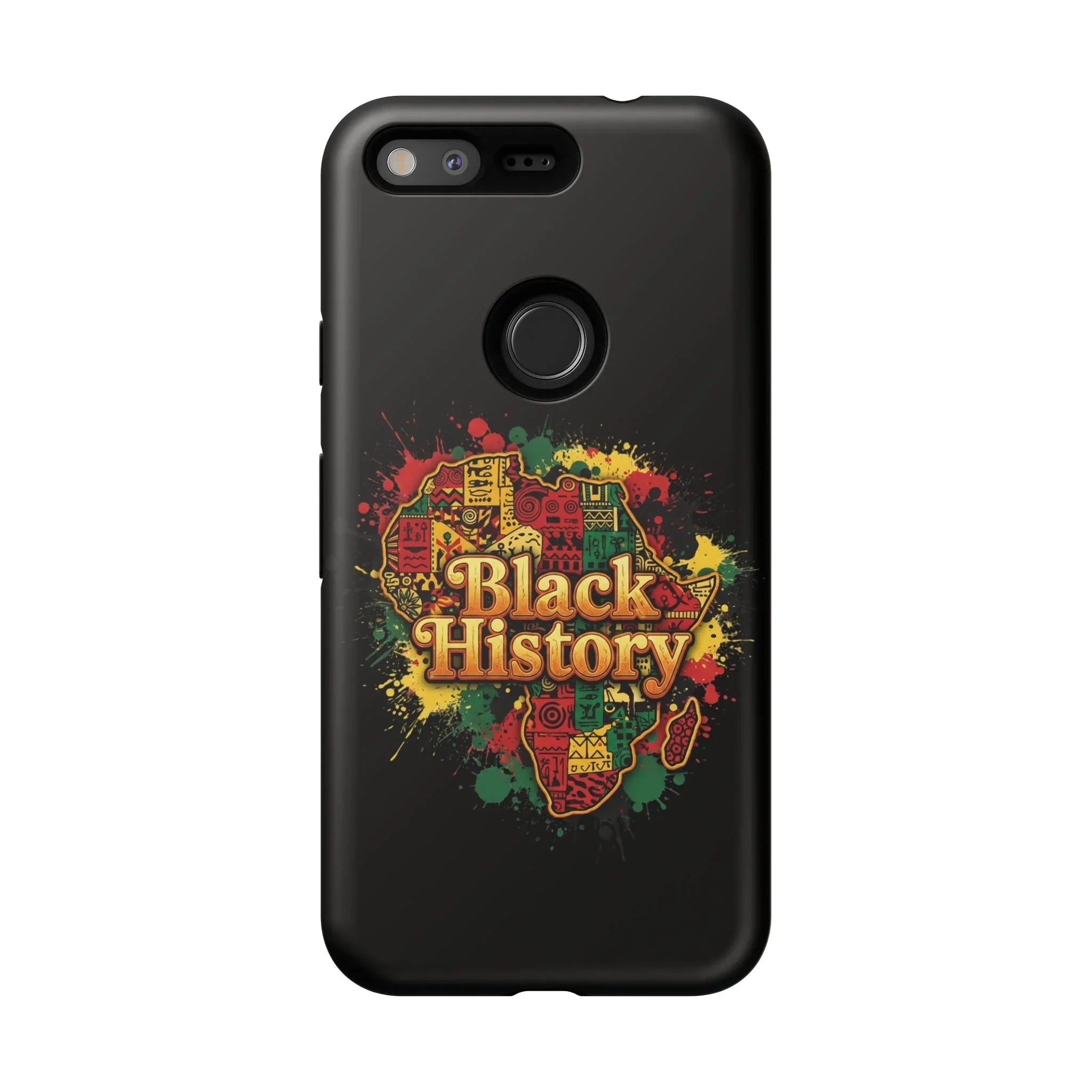 Black History Phone Case — Afrocentric Map Design, Bold Red‑Green‑Gold Splash - DiwaKi