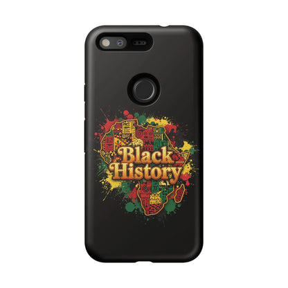 Black History Phone Case — Afrocentric Map Design, Bold Red‑Green‑Gold Splash - DiwaKi