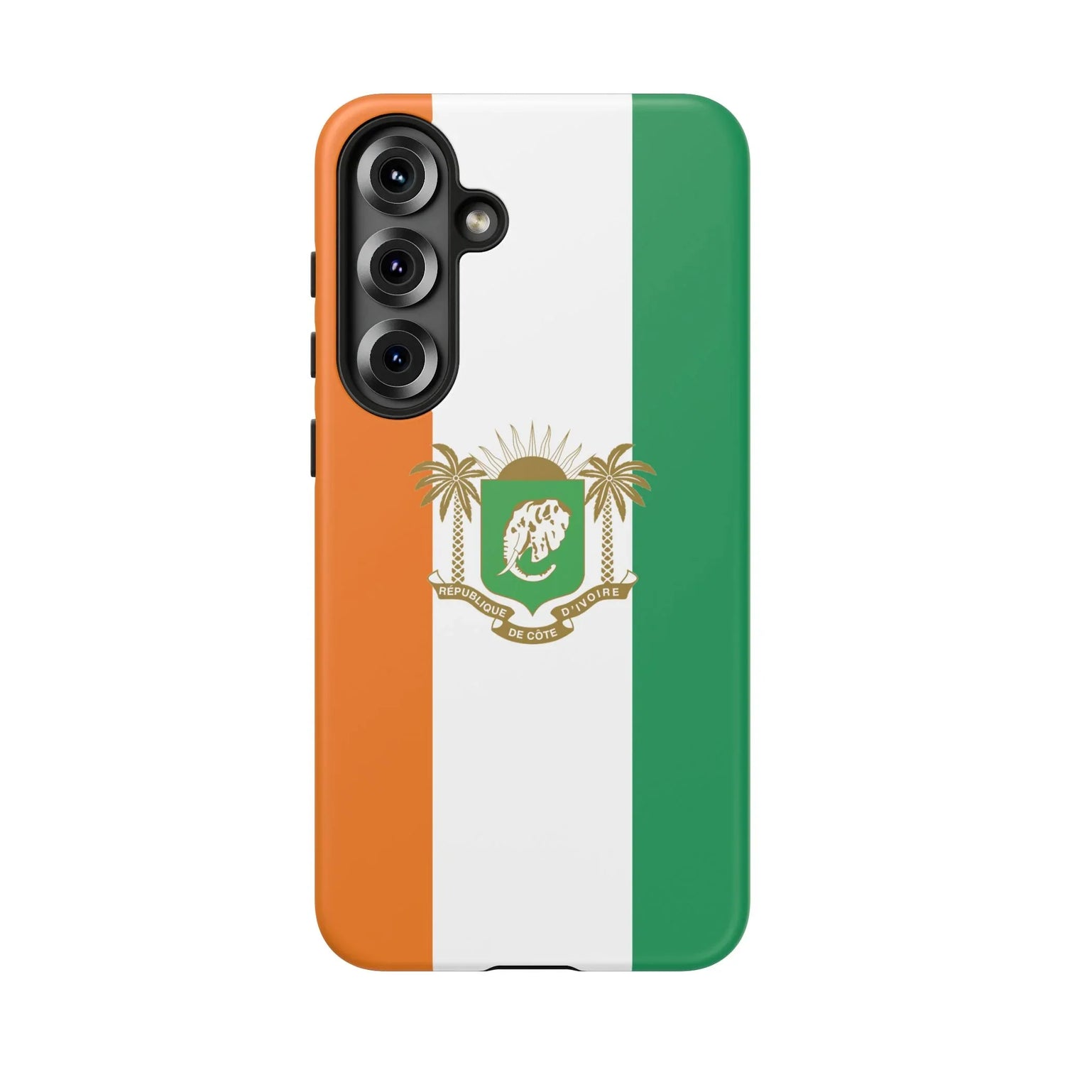 Ivory Coast Flag Tough Phone Case — Orange White Green Shield Crest - DiwaKi