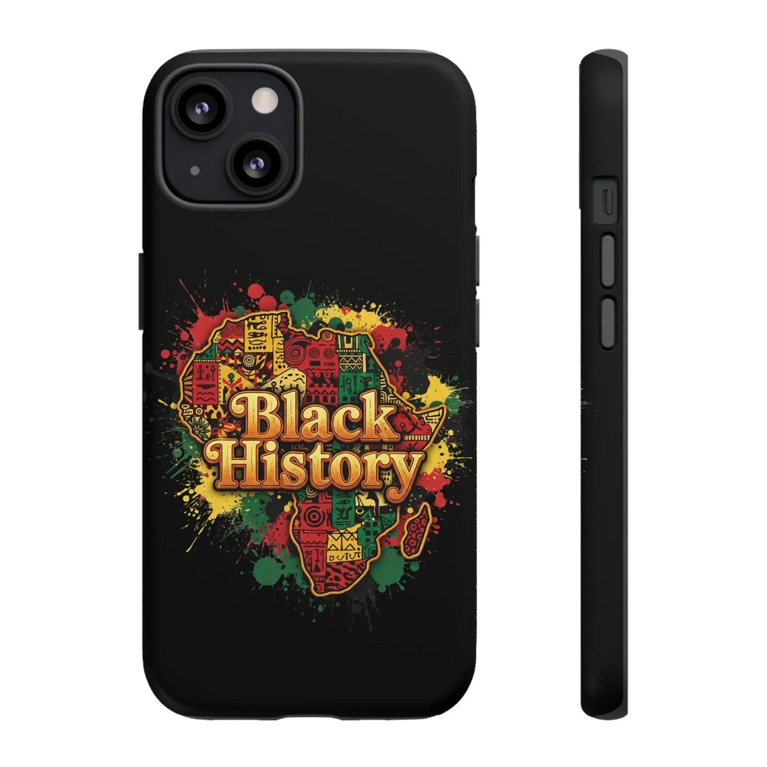 Black History Phone Case — Afrocentric Map Design, Bold Red‑Green‑Gold Splash - DiwaKi