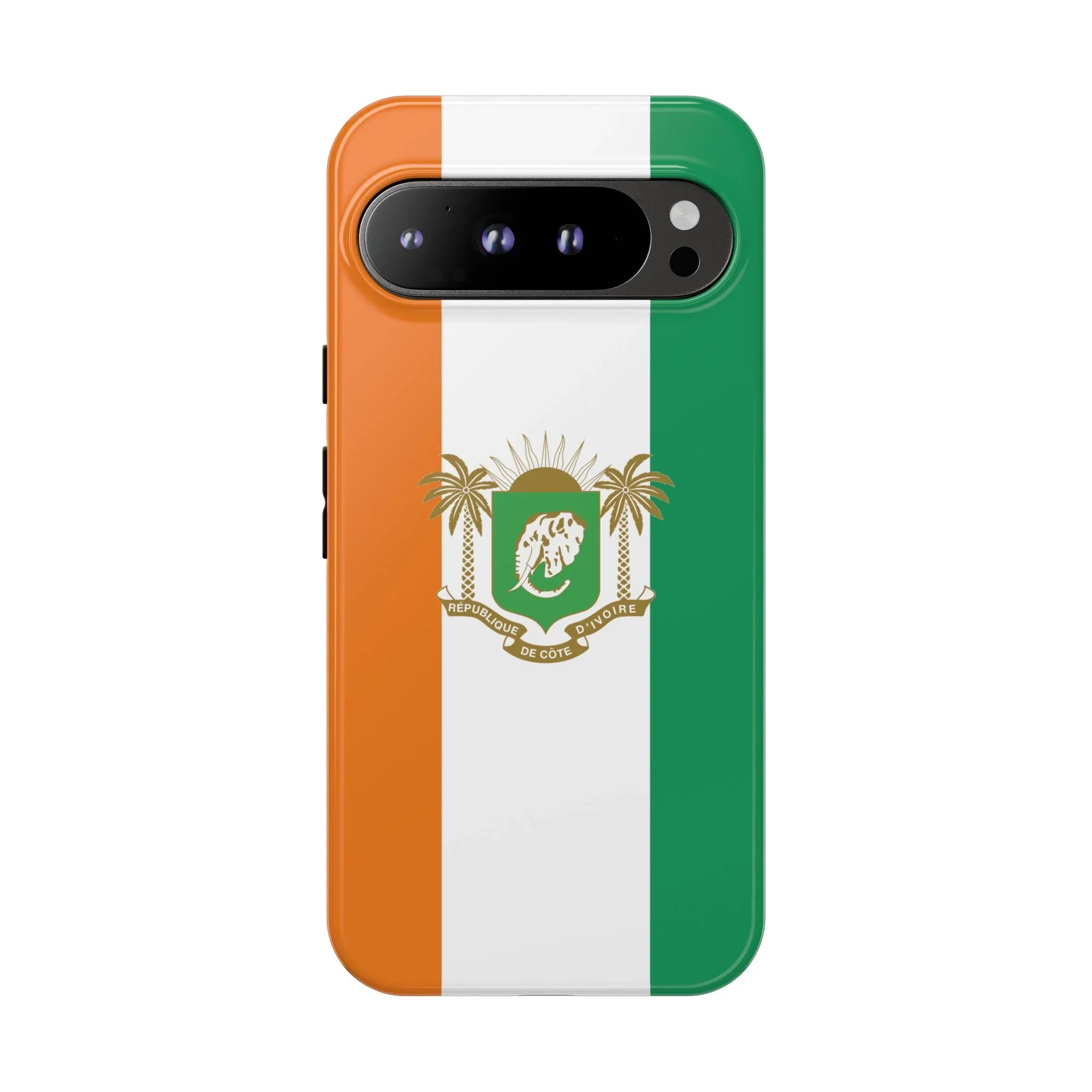Ivory Coast Flag Tough Phone Case — Orange White Green Shield Crest - DiwaKi