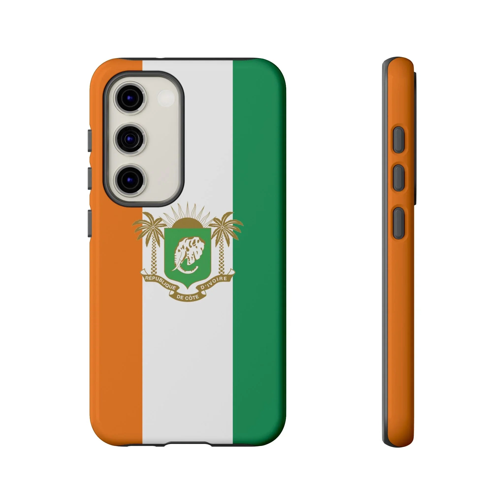 Ivory Coast Flag Tough Phone Case — Orange White Green Shield Crest - DiwaKi