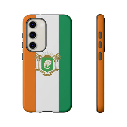 Ivory Coast Flag Tough Phone Case — Orange White Green Shield Crest - DiwaKi