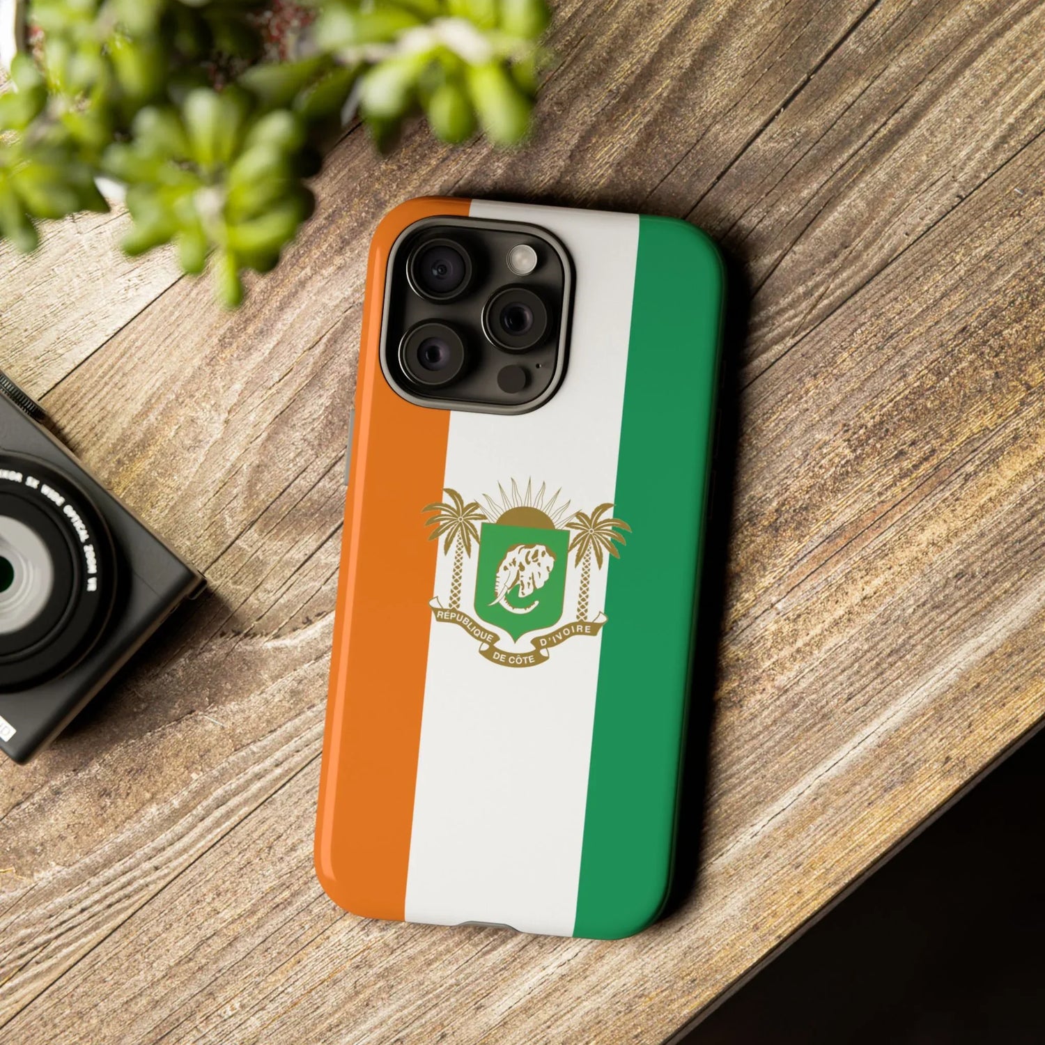 Ivory Coast Flag Tough Phone Case — Orange White Green Shield Crest - DiwaKi