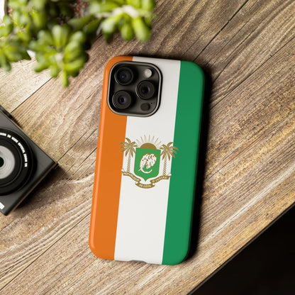 Ivory Coast Flag Tough Phone Case — Orange White Green Shield Crest - DiwaKi