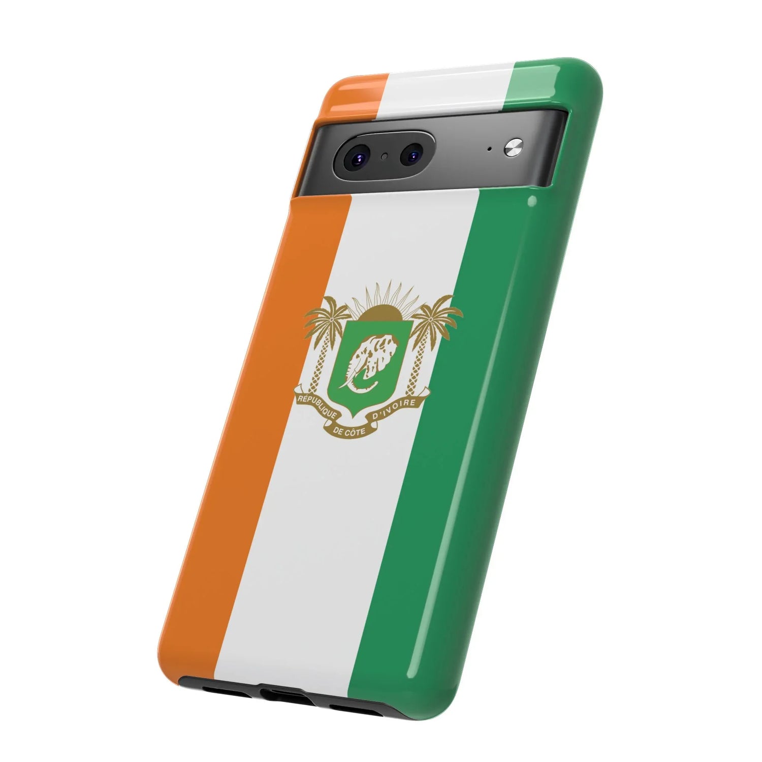 Ivory Coast Flag Tough Phone Case — Orange White Green Shield Crest - DiwaKi