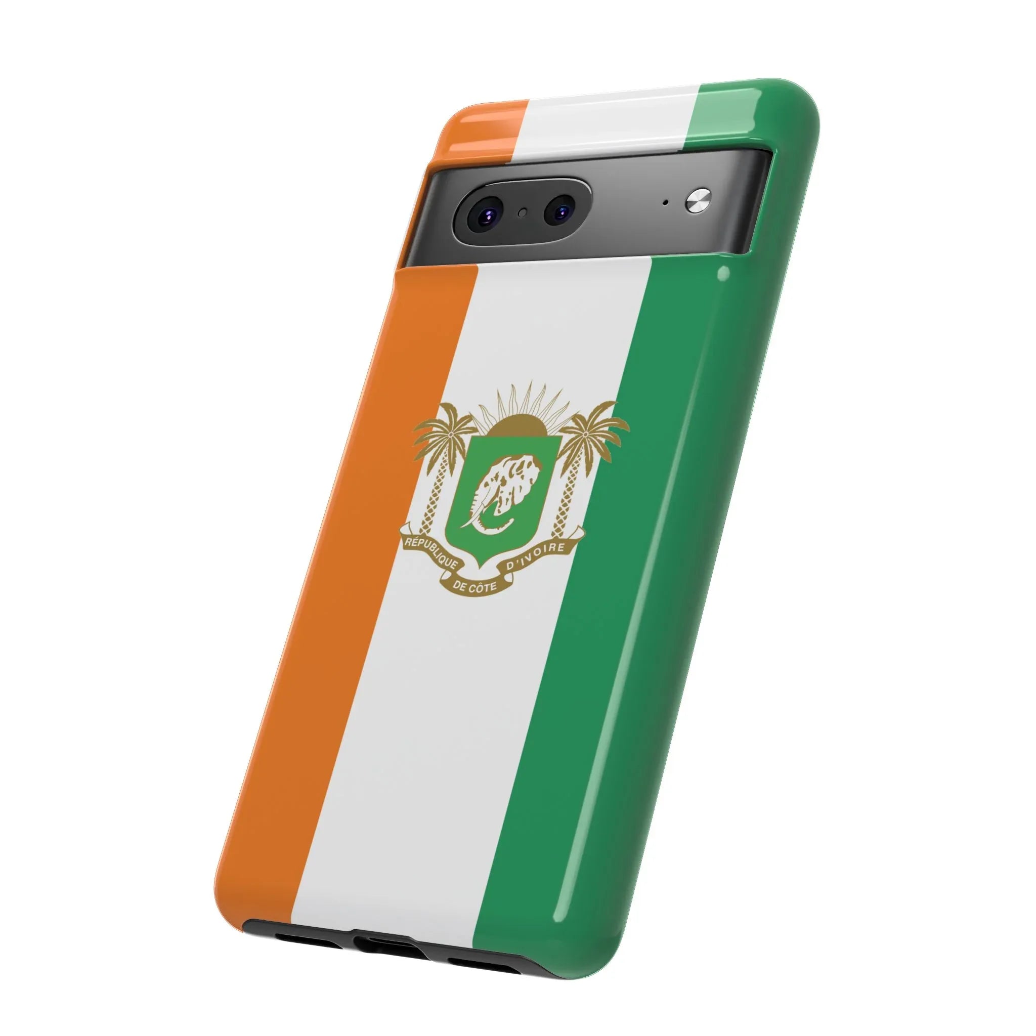 Ivory Coast Flag Tough Phone Case — Orange White Green Shield Crest - DiwaKi