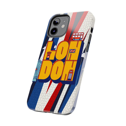 London Graphic Tough Phone Case – Retro Union Jack Travel Design - DiwaKi