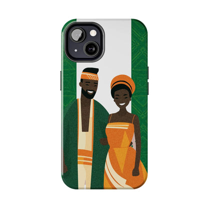 Tough Phone Case — Afrocentric Nigerian Couple Illustration, Protective Hard-Shell Phone Cover - DiwaKi