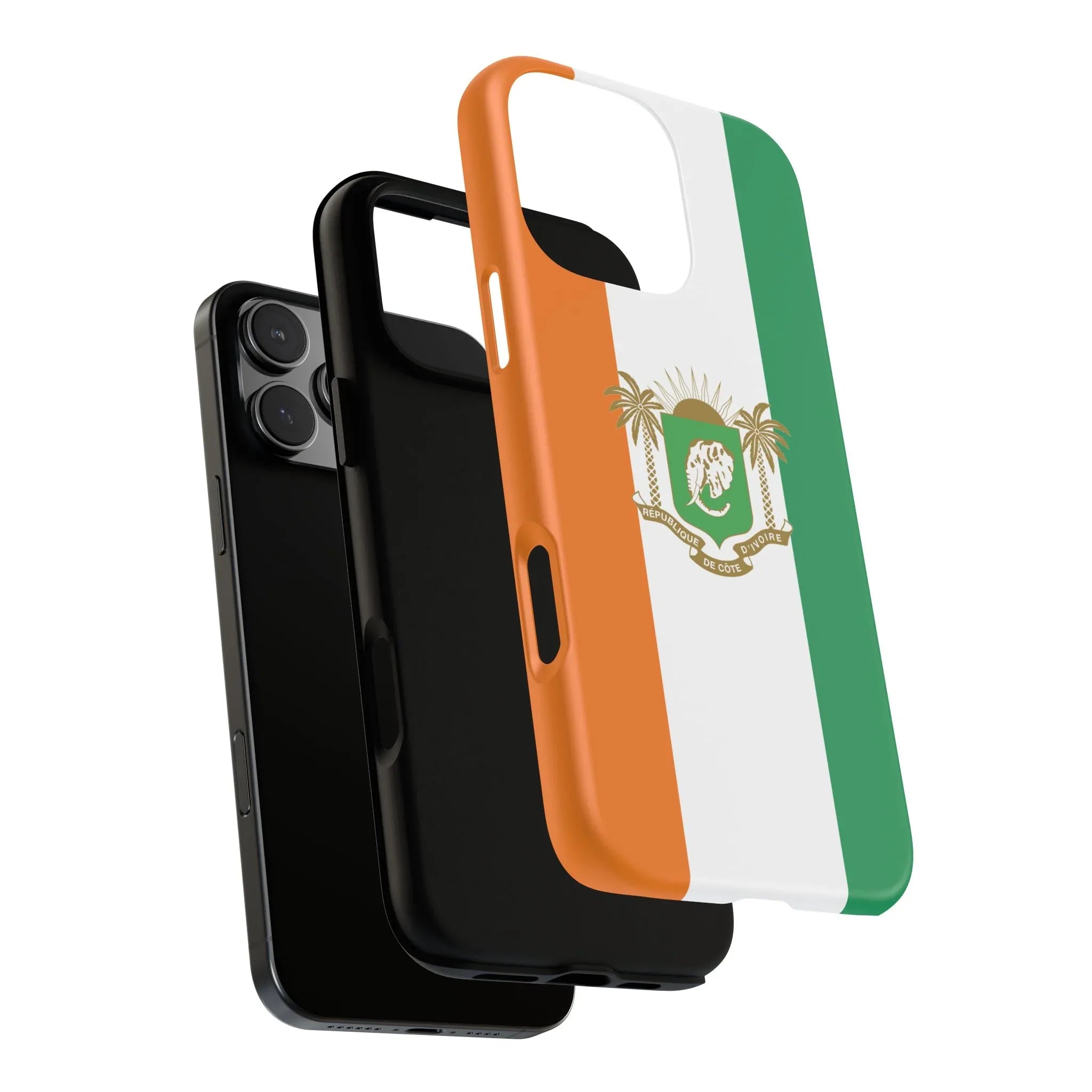 Ivory Coast Flag Tough Phone Case — Orange White Green Shield Crest - DiwaKi