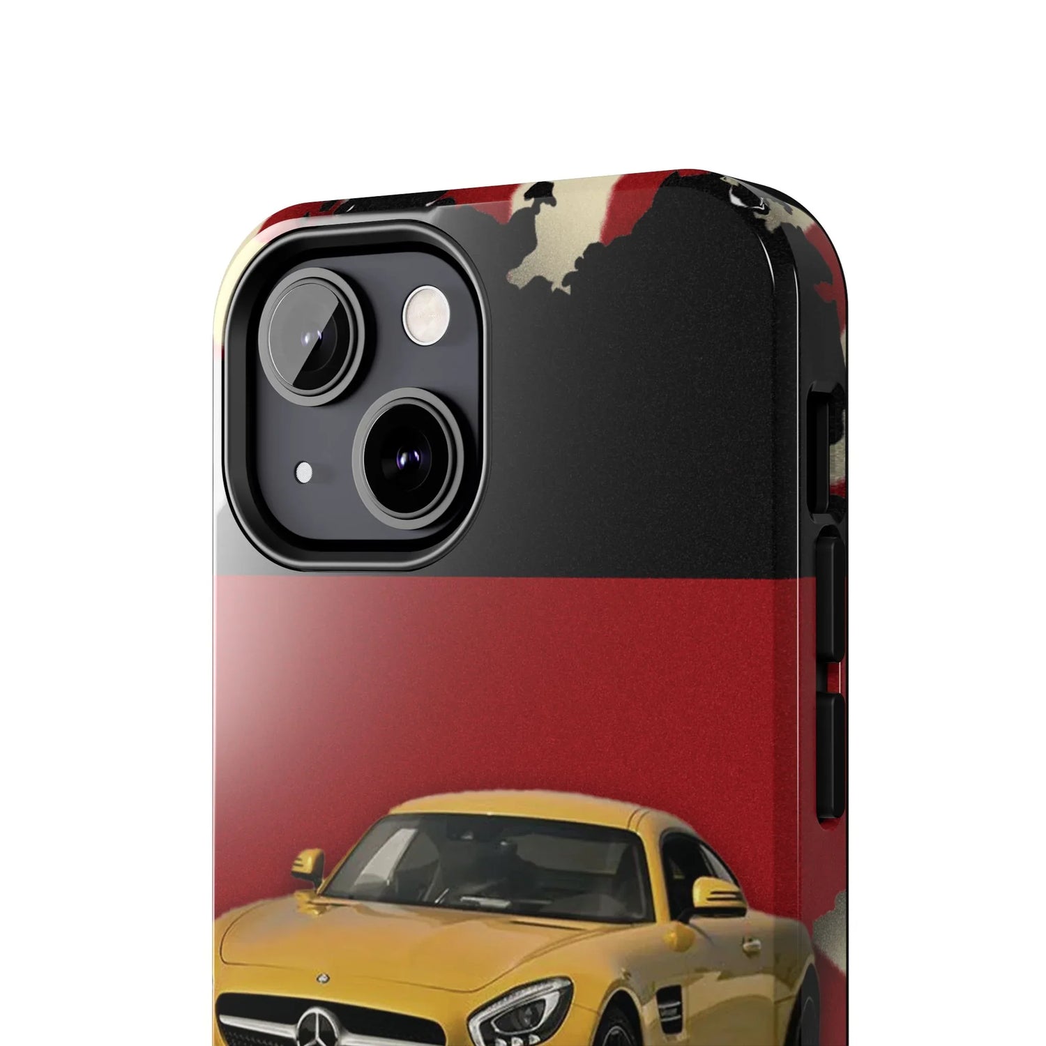 Mercedes Sports Car Tough Phone Case — Yellow GT on Red &amp; Black Background - DiwaKi