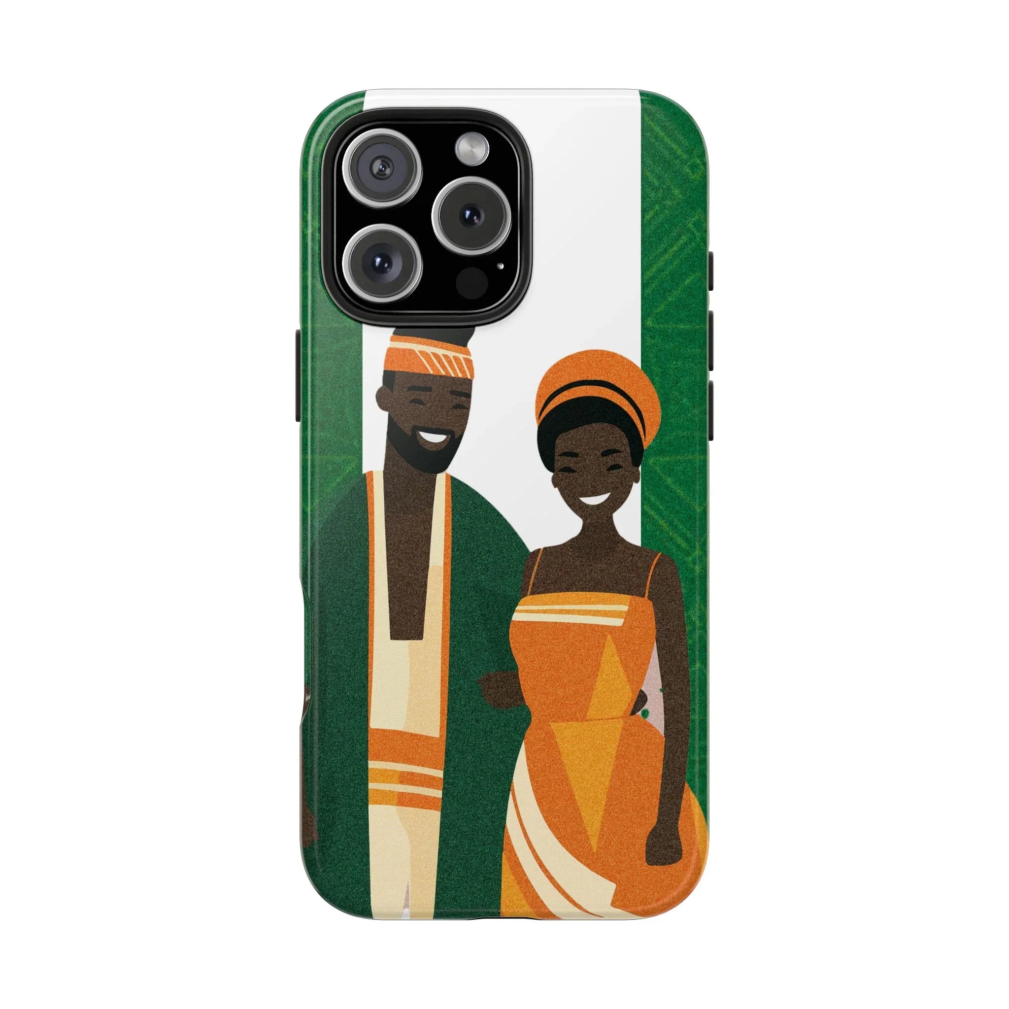 Tough Phone Case — Afrocentric Nigerian Couple Illustration, Protective Hard-Shell Phone Cover - DiwaKi