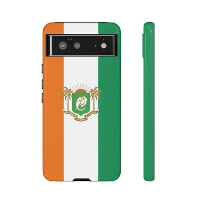 Ivory Coast Flag Tough Phone Case — Orange White Green Shield Crest - DiwaKi