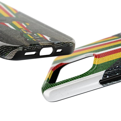 Togo Tough Phone Case — Durable Denim Look with Red Yellow Green Design - DiwaKi