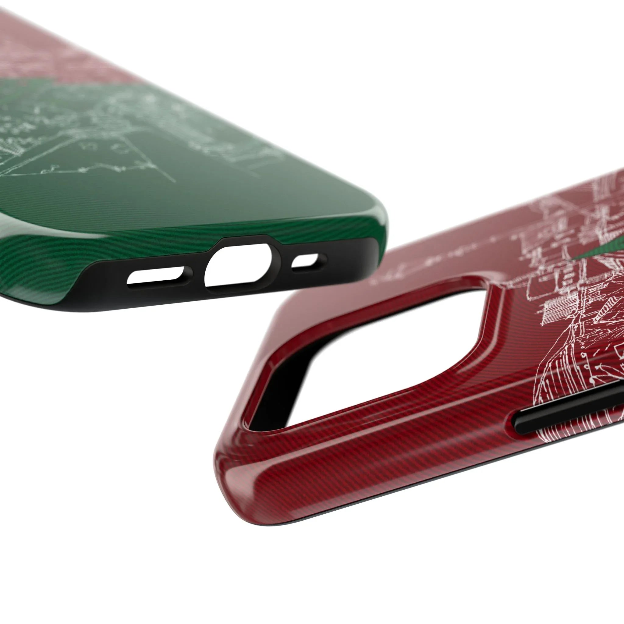Morocco Flag Sketch Tough Phone Case — Red &amp; Green Casablanca Cityscape - DiwaKi