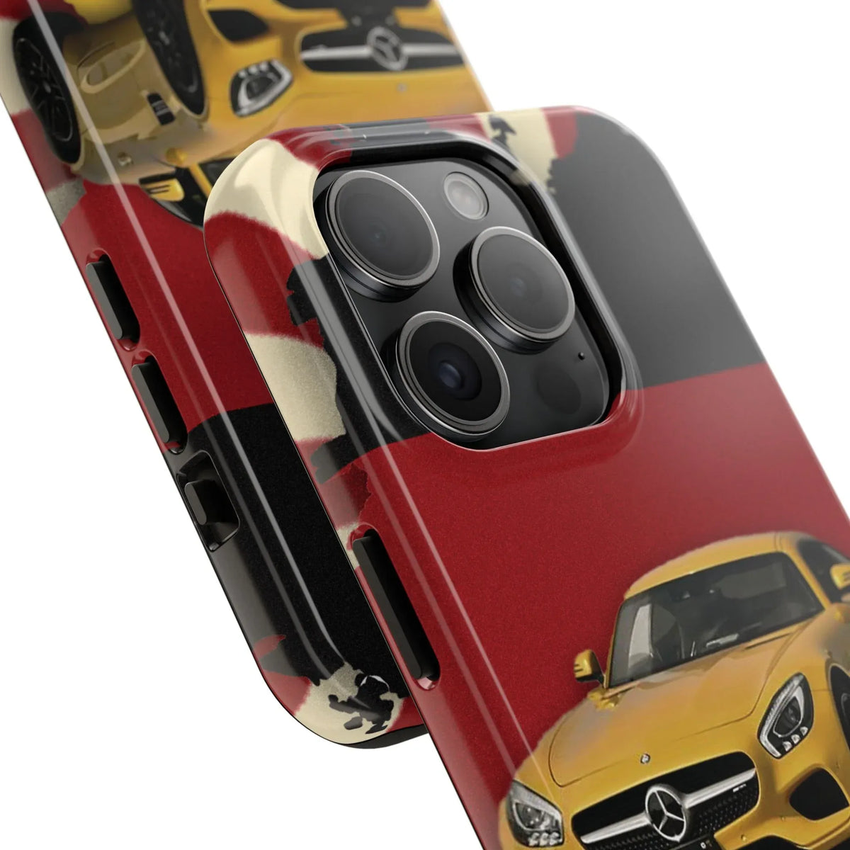Mercedes Sports Car Tough Phone Case — Yellow GT on Red &amp; Black Background - DiwaKi