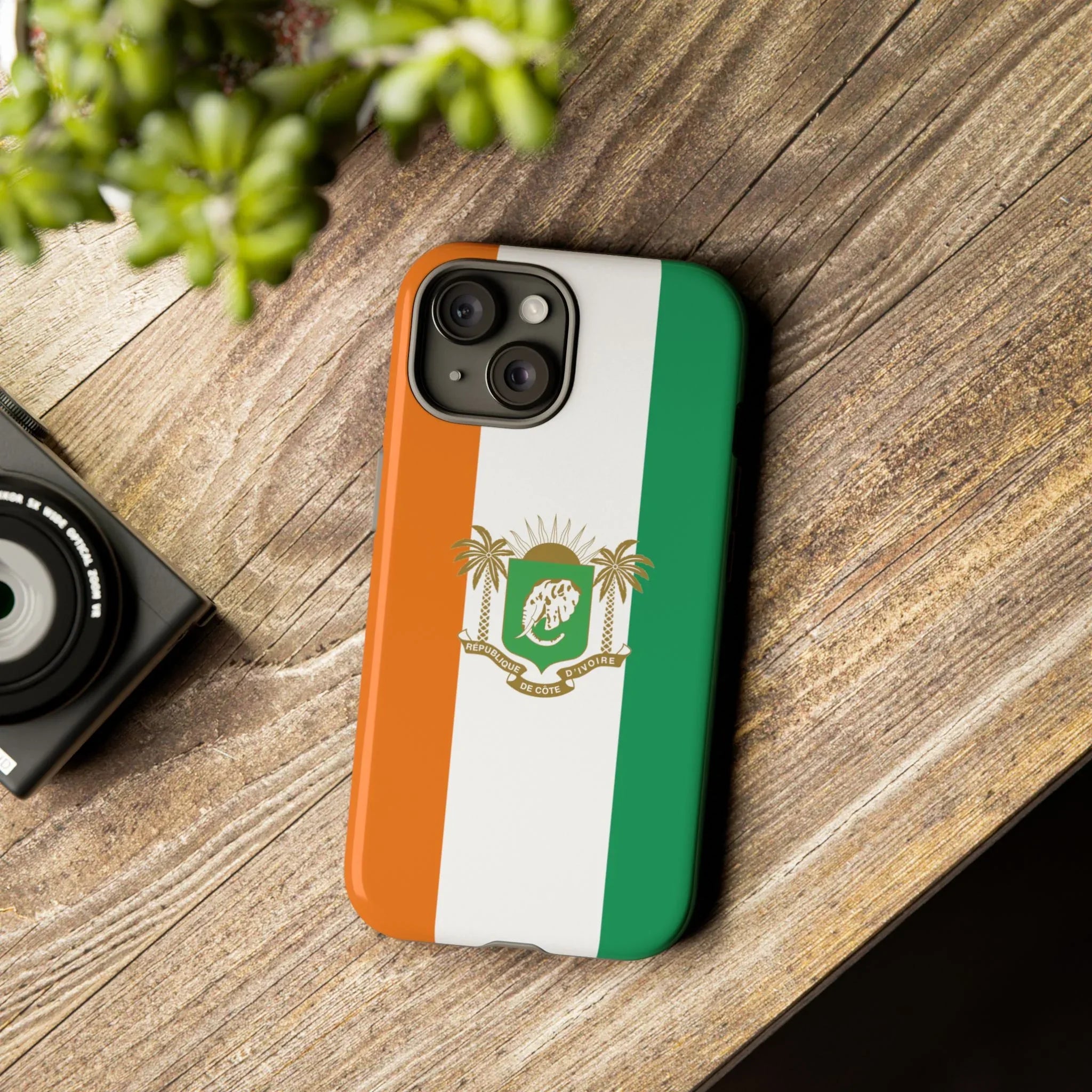 Ivory Coast Flag Tough Phone Case — Orange White Green Shield Crest - DiwaKi