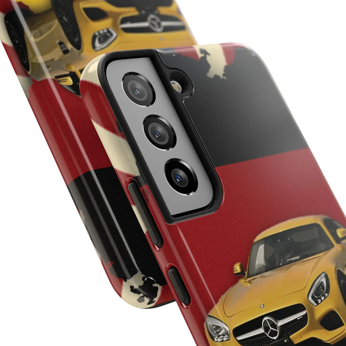 Mercedes Sports Car Tough Phone Case — Yellow GT on Red &amp; Black Background - DiwaKi