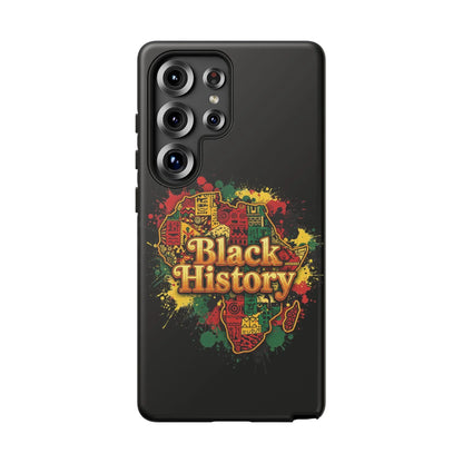 Black History Phone Case — Afrocentric Map Design, Bold Red‑Green‑Gold Splash - DiwaKi