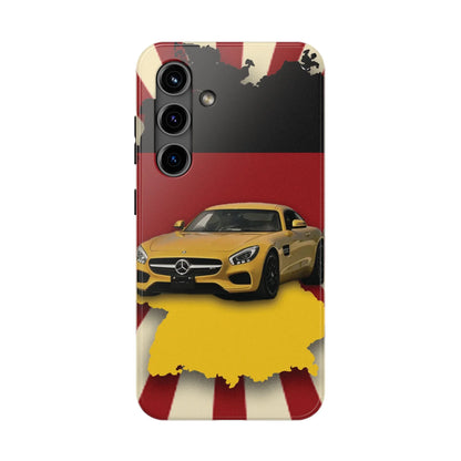 Mercedes Sports Car Tough Phone Case — Yellow GT on Red &amp; Black Background - DiwaKi
