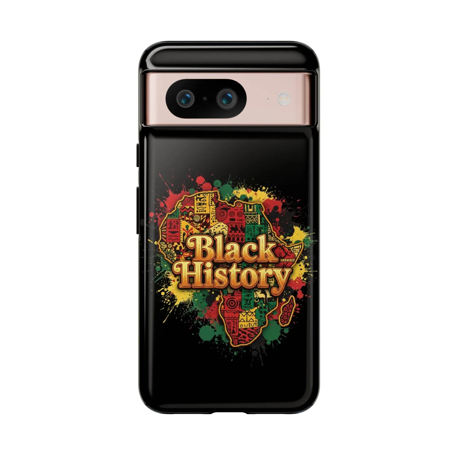 Black History Phone Case — Afrocentric Map Design, Bold Red‑Green‑Gold Splash - DiwaKi