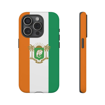Ivory Coast Flag Tough Phone Case — Orange White Green Shield Crest - DiwaKi