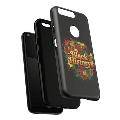 Black History Phone Case — Afrocentric Map Design, Bold Red‑Green‑Gold Splash - DiwaKi