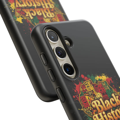 Black History Phone Case — Afrocentric Map Design, Bold Red‑Green‑Gold Splash - DiwaKi