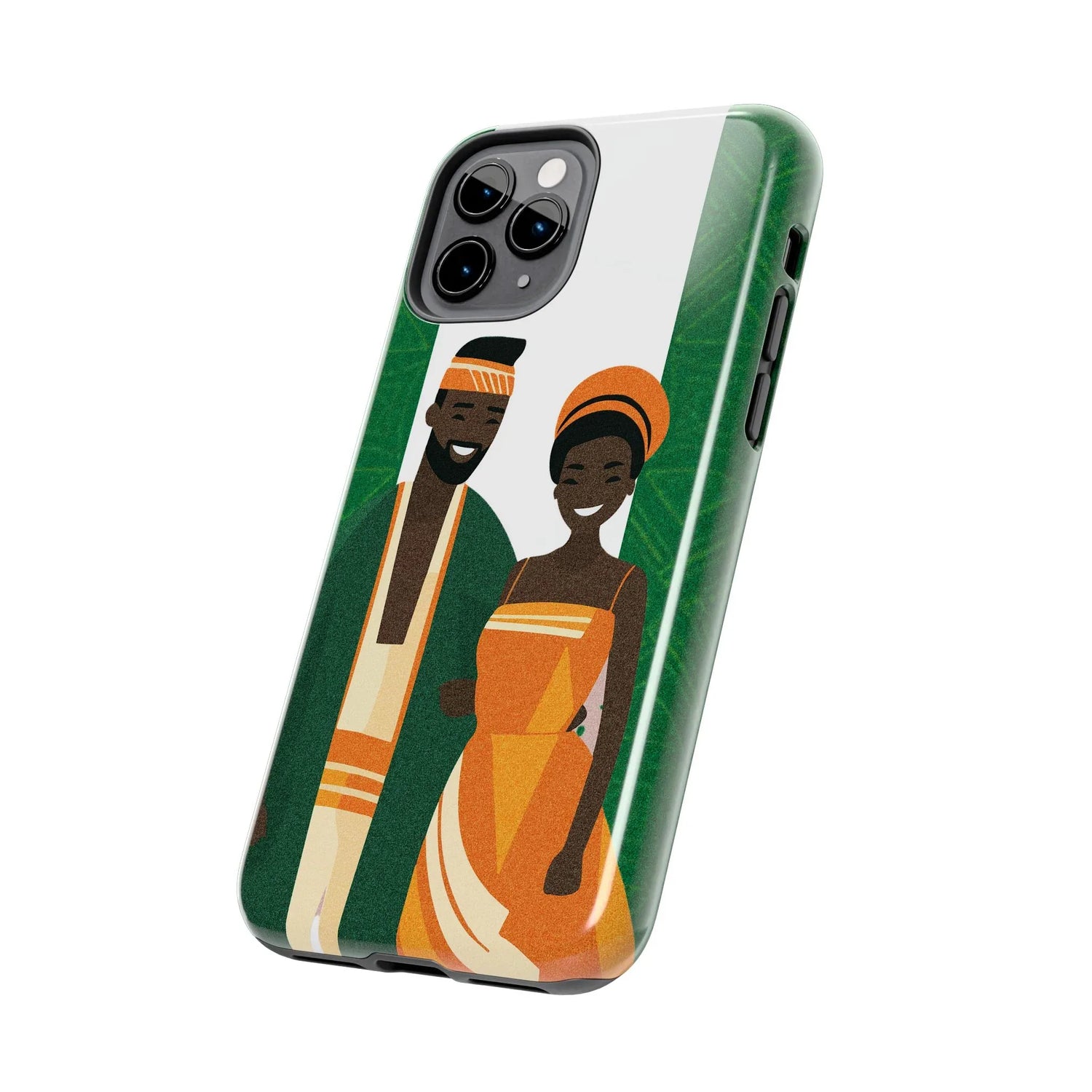 Tough Phone Case — Afrocentric Nigerian Couple Illustration, Protective Hard-Shell Phone Cover - DiwaKi