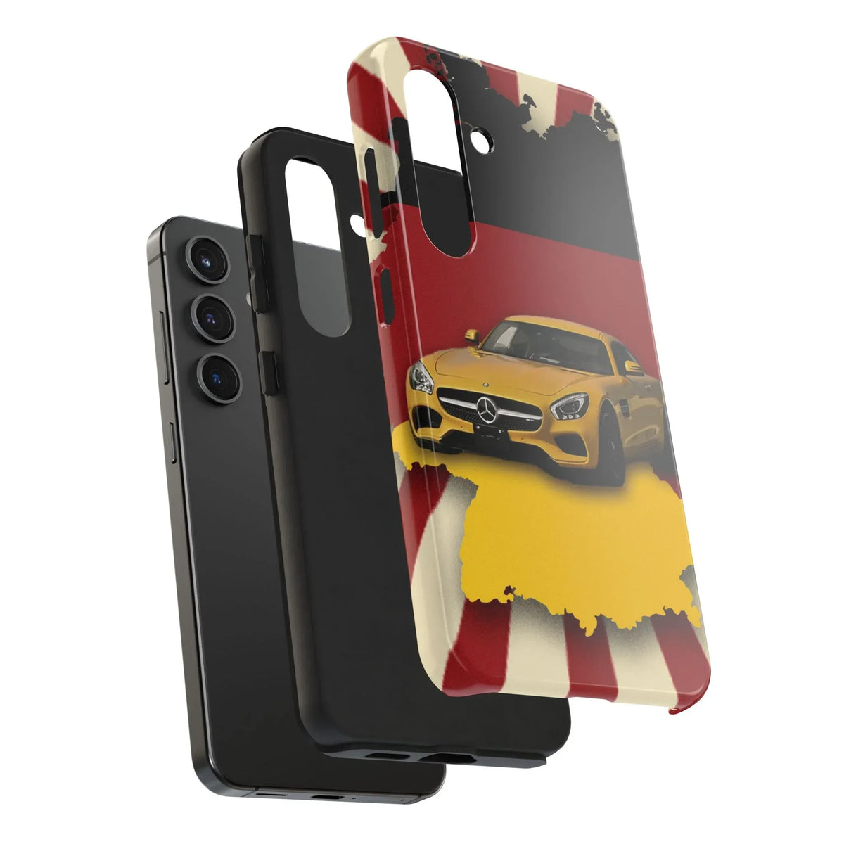 Mercedes Sports Car Tough Phone Case — Yellow GT on Red &amp; Black Background - DiwaKi