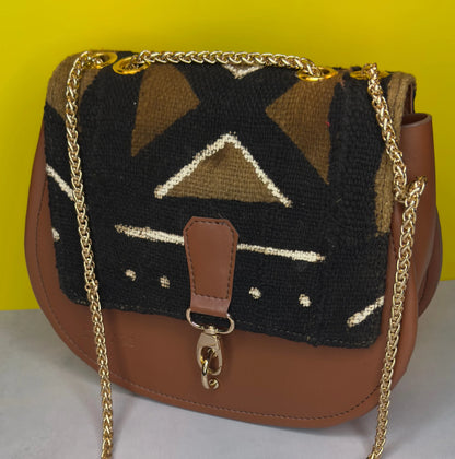 African black &amp; brown bogolan pattern shoulder bag - DiwaKi