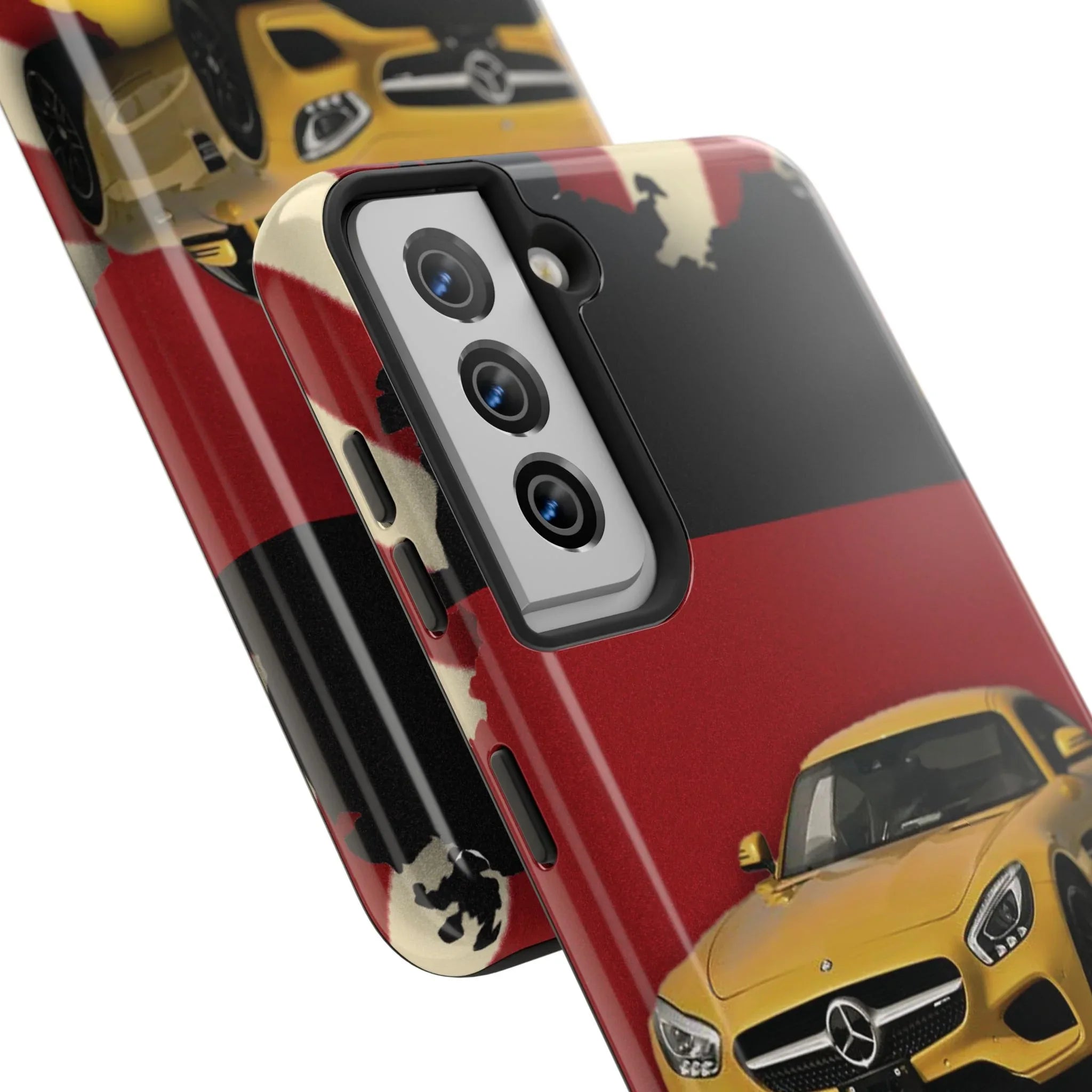 Mercedes Sports Car Tough Phone Case — Yellow GT on Red &amp; Black Background - DiwaKi