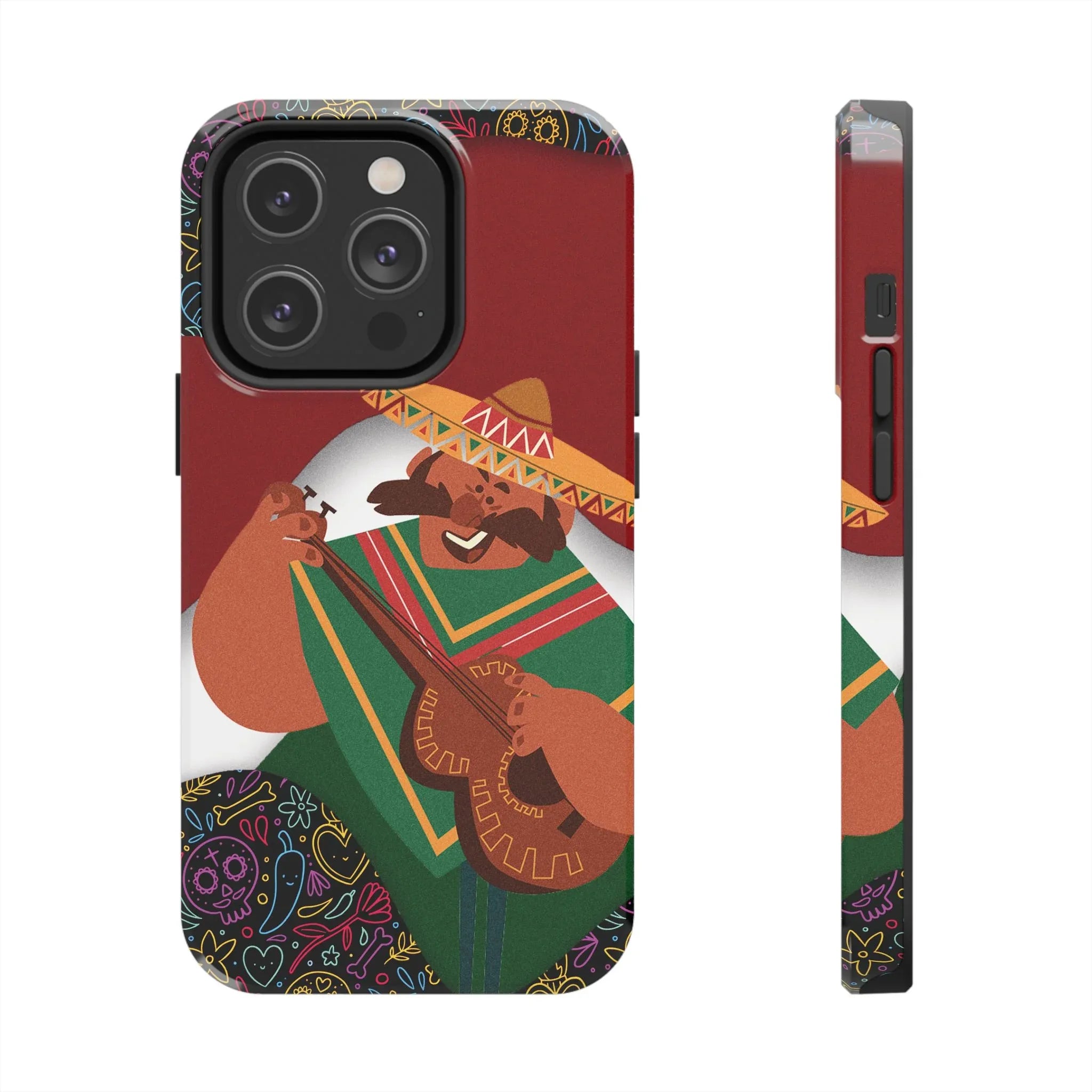 Mexico Mariachi Guitarist Tough Phone Case — Colorful Mexican Folk Art iPhone Cover - DiwaKi